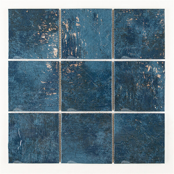 97x97mm Ripple Surface Square Glossy Inkjet Porcelain Dark Blue MOA1603,pool tile, swimming pool ceramic mosaic, blue porcelain pool tile