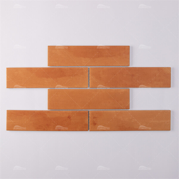 Running Bond Porcelain Matte Terracotta ZMA1909-2,ceramic pool tile, terracotta pool tile, modern pool mosaics