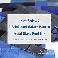 New Arrival：5 Brickbond Galaxy Pattern Crystal Glass Pool Tile-crystal blue pool tile, glass pool tile,gray pool tiles